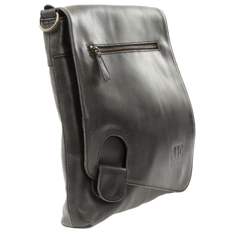 Leconi Umhängetasche Ledertasche Damen Schultertasche Leder dunkelgrau LE3073 Tiefpreis