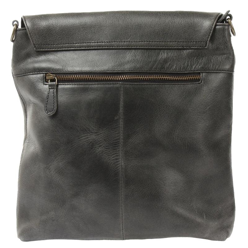 Leconi Umhängetasche Ledertasche Damen Schultertasche Leder dunkelgrau LE3073 Tiefpreis