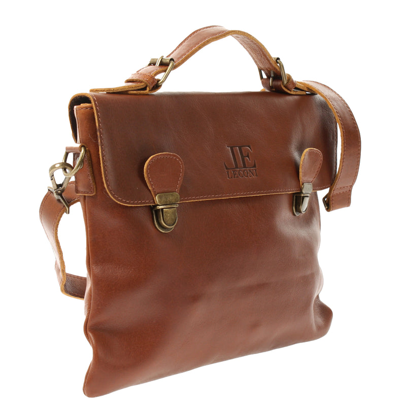 Leconi kleine Umhängetasche Schultertasche Damen und Herren Leder braun LE3079 Wochenangebot