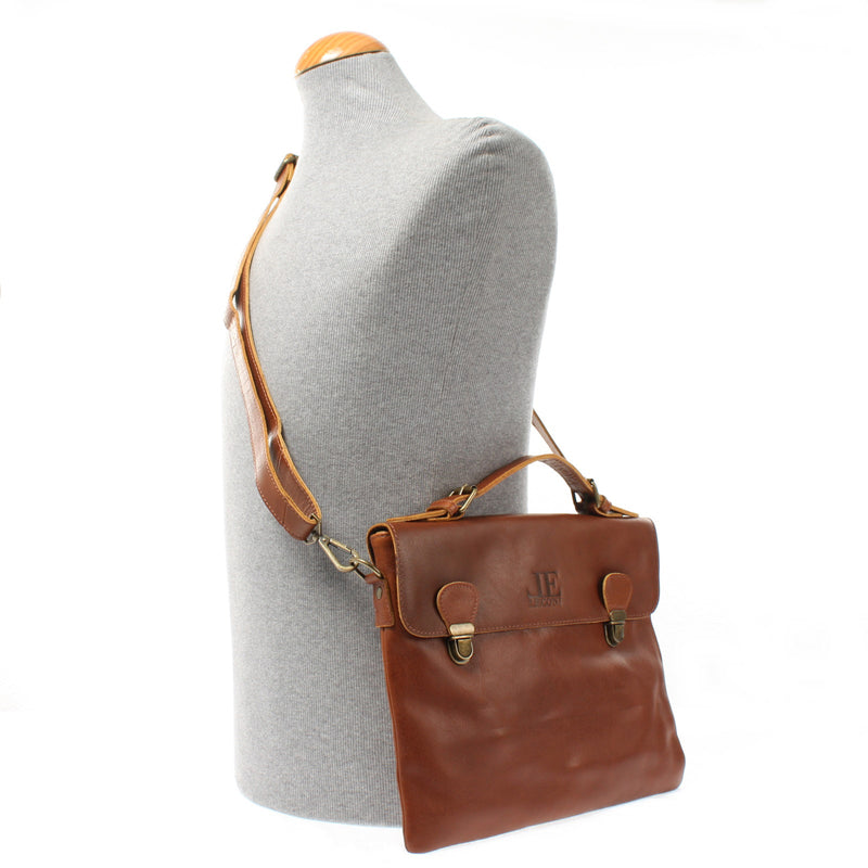 Leconi kleine Umhängetasche Schultertasche Damen und Herren Leder braun LE3079 Wochenangebot