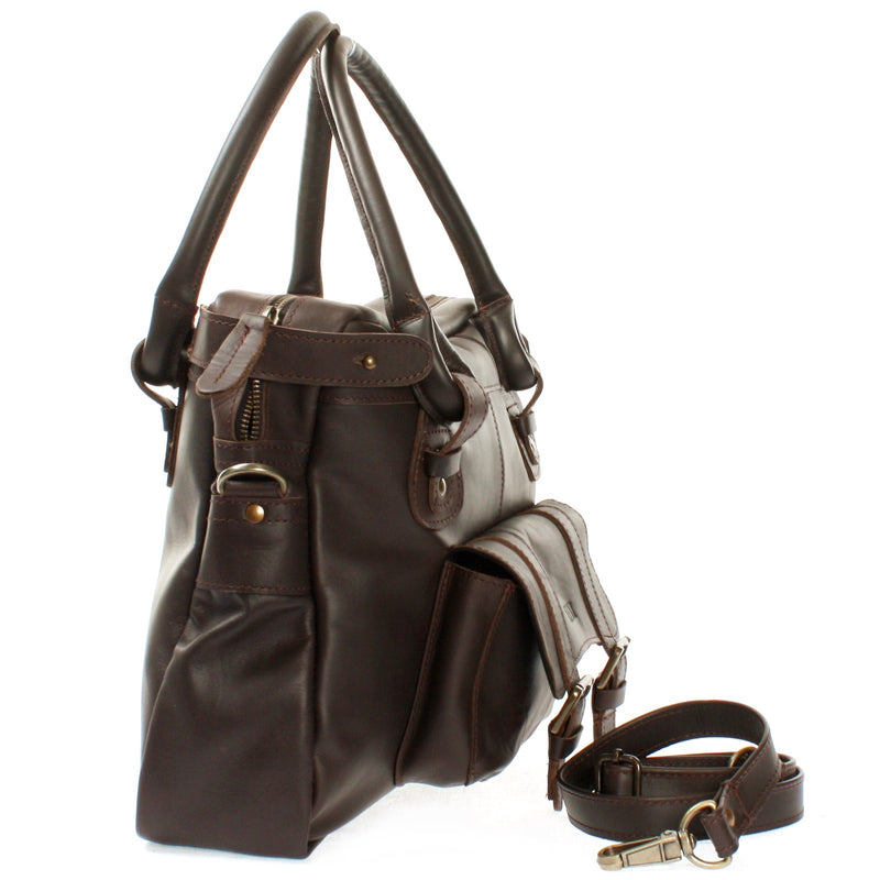 Leconi Schultertasche Henkeltasche Damentasche Handtasche Leder dunkelbraun LE0050 JETZT KAUFEN