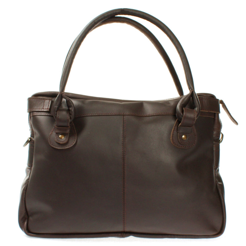 Leconi Schultertasche Henkeltasche Damentasche Handtasche Leder dunkelbraun LE0050 JETZT KAUFEN