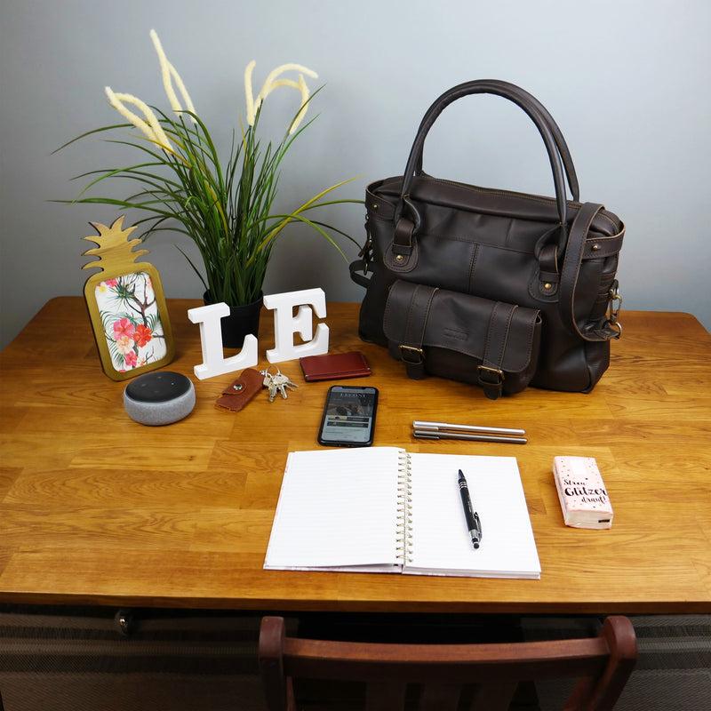 Leconi Schultertasche Henkeltasche Damentasche Handtasche Leder dunkelbraun LE0050 JETZT KAUFEN