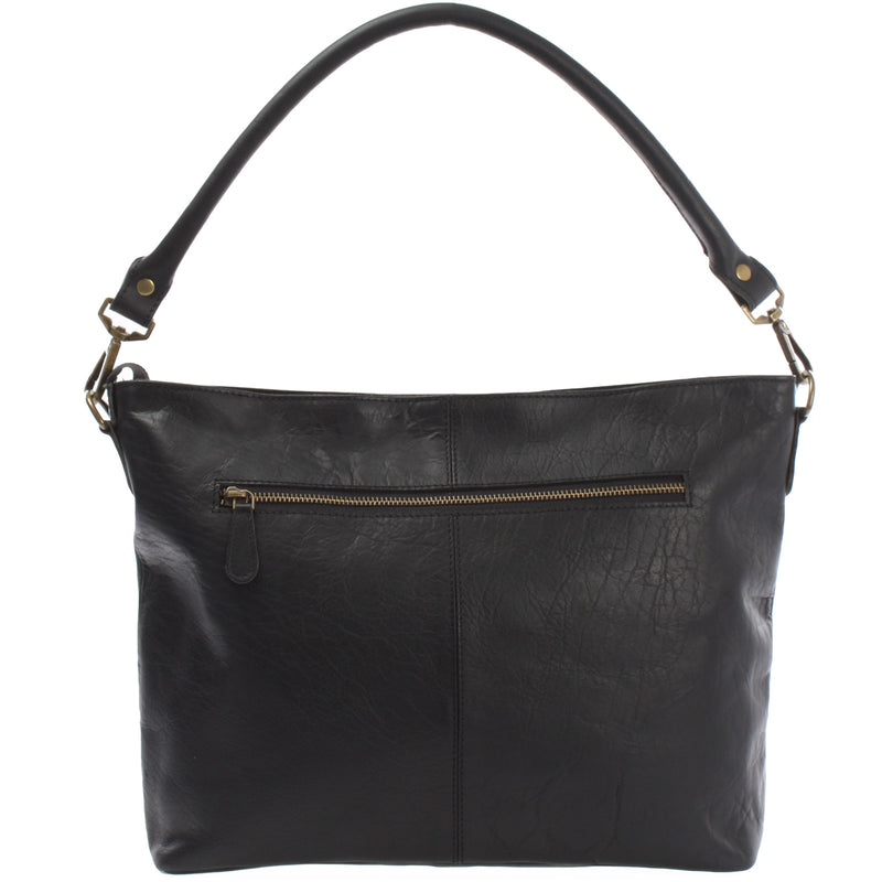 Leconi Schultertasche Umhängetasche Ledertasche Leder Damen schwarz LE0062 Neueste Stile