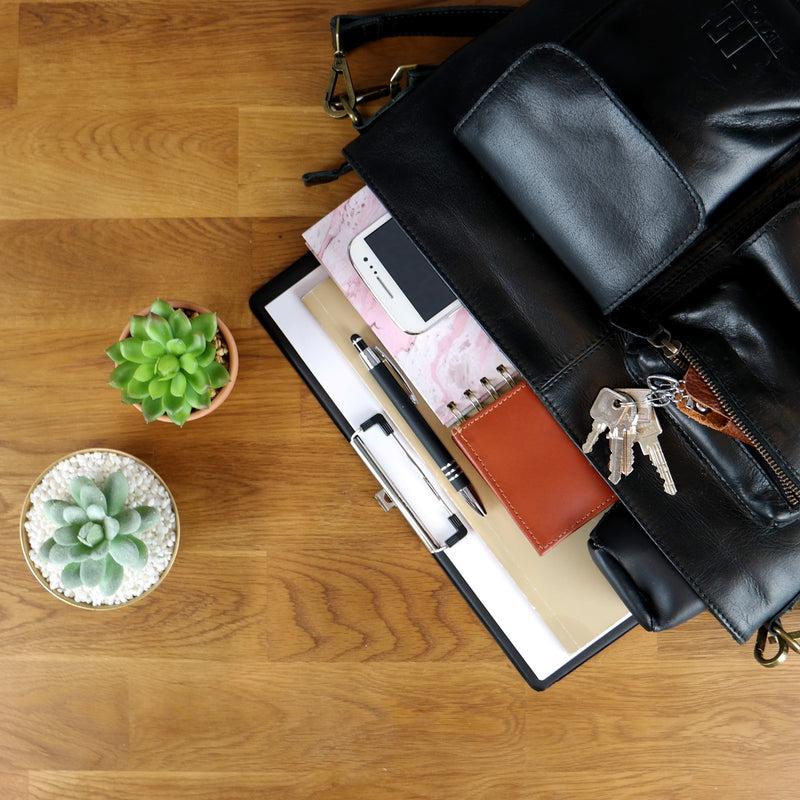 Leconi Schultertasche Umhängetasche Ledertasche Leder Damen schwarz LE0062 Neueste Stile