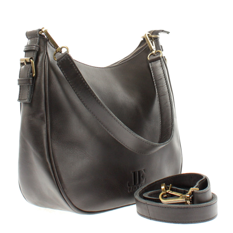 Leconi Schultertasche Ledertasche Handtasche Leder dunkelgrau LE0063 Letzte 2 Tage