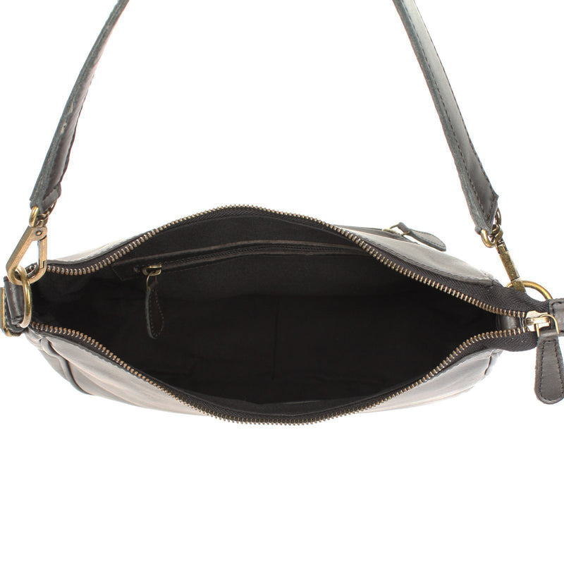Leconi Schultertasche Ledertasche Handtasche Leder dunkelgrau LE0063 Letzte 2 Tage