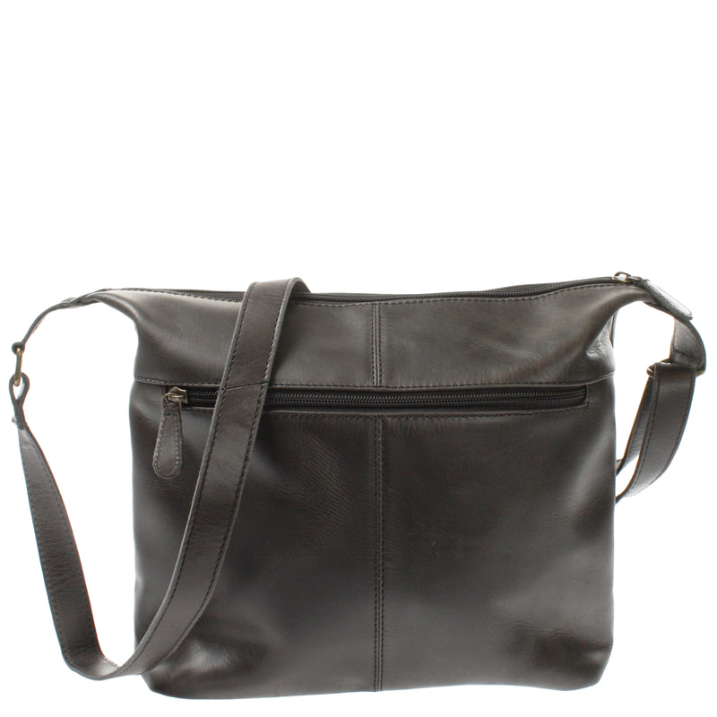 Leconi Umhängetasche Beuteltasche Ledertasche Damentasche Leder dunkelgrau LE0064 Letzter Tag