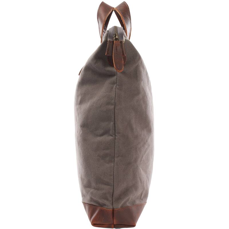 Leconi Shopper Henkeltasche Damen Canvas Leder braun grau LE0037 Bis zu 50% Rabatt