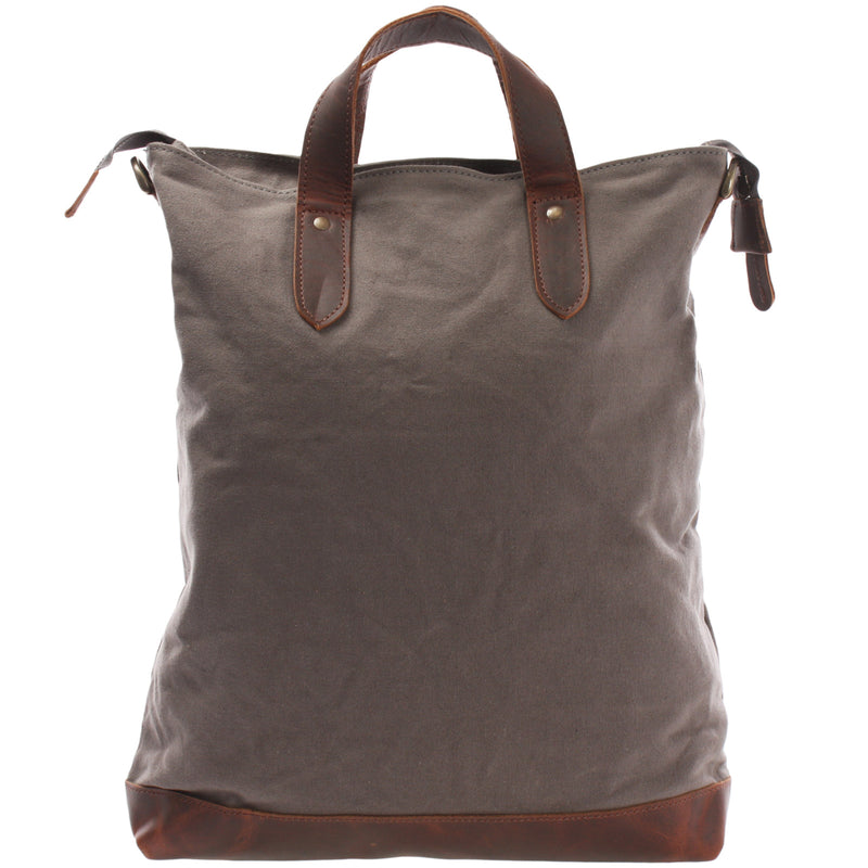 Leconi Shopper Henkeltasche Damen Canvas Leder braun grau LE0037 Bis zu 50% Rabatt