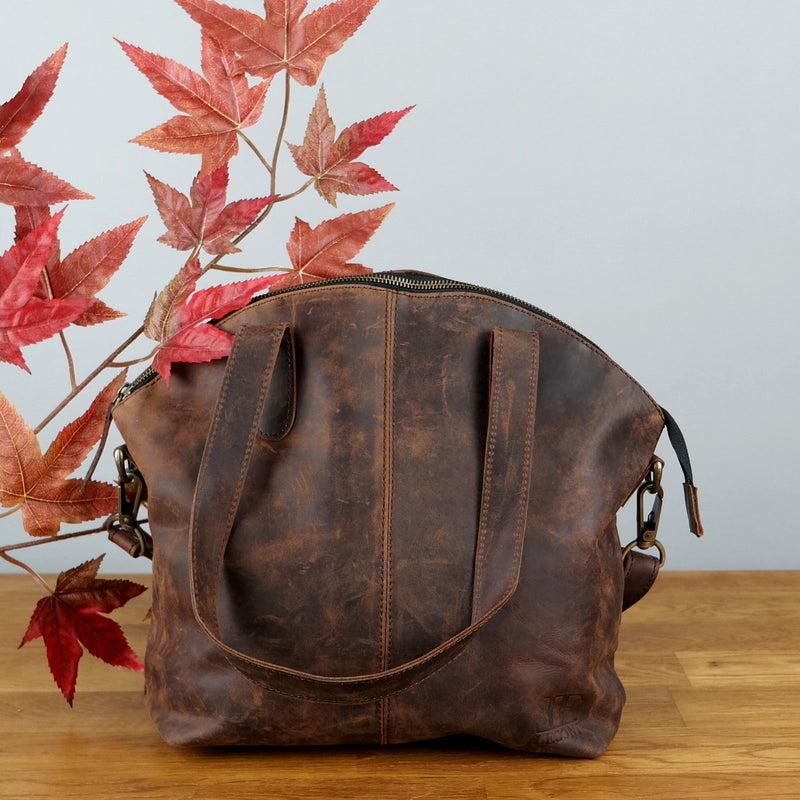 Leconi Shopper Schultertasche Damen Handtasche Ledertasche Henkeltasche Leder schlamm LE0060 Bis zu 60% Rabatt