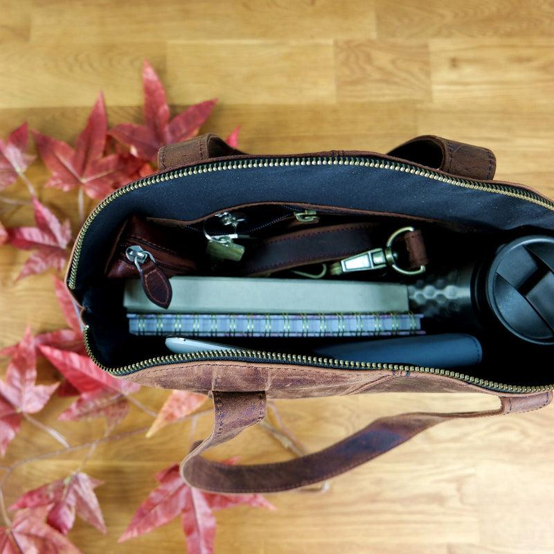 Leconi Shopper Schultertasche Damen Handtasche Ledertasche Henkeltasche Leder schlamm LE0060 Bis zu 60% Rabatt