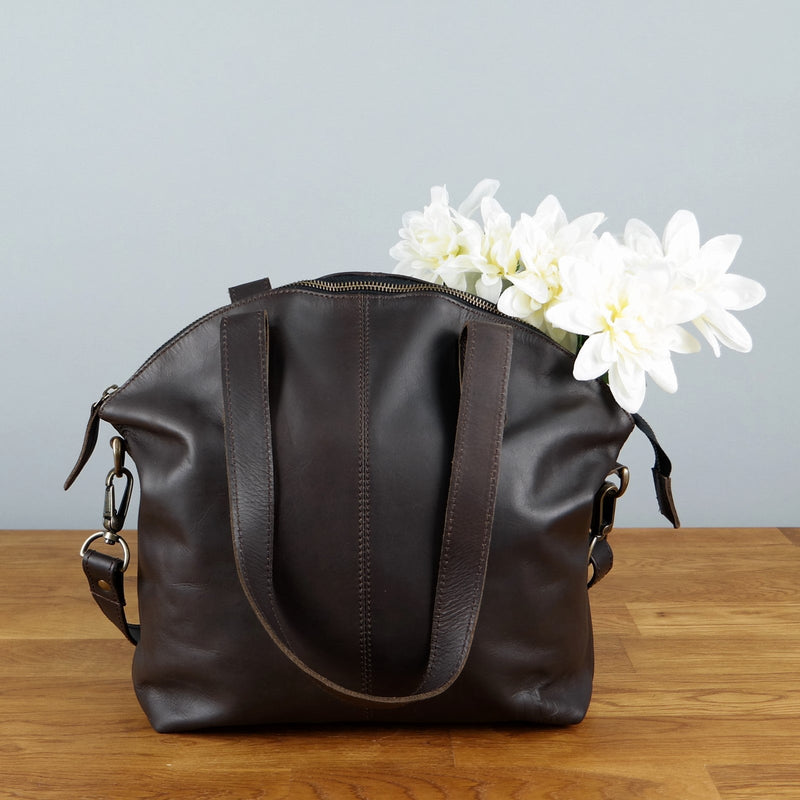 Leconi Shopper Schultertasche Damen Handtasche Ledertasche Henkeltasche Leder dunkelbraun LE0060 Bis zu 65% Rabatt