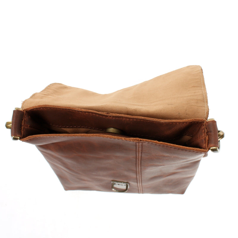 Leconi kleine Umhängetasche Damentasche Herrentasche Ledertasche braun LE3033 Nur für heute