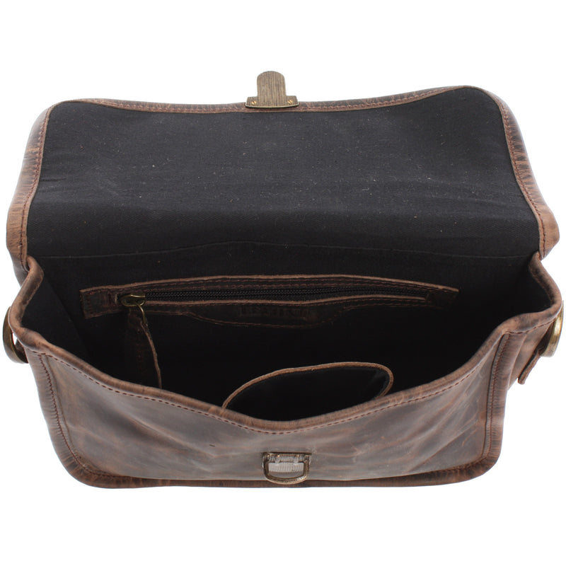 Leconi kleine Schultertasche Umhängetasche Leder Leder schlamm LE3041 Vierteljährliche Förderung