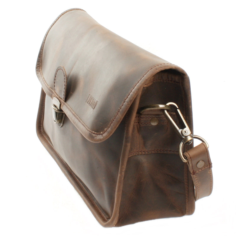 Leconi Schultertasche Umhängetasche Damen Leder gewachstes Rindsleder schlamm LE3044 Bis zu 55% Rabatt