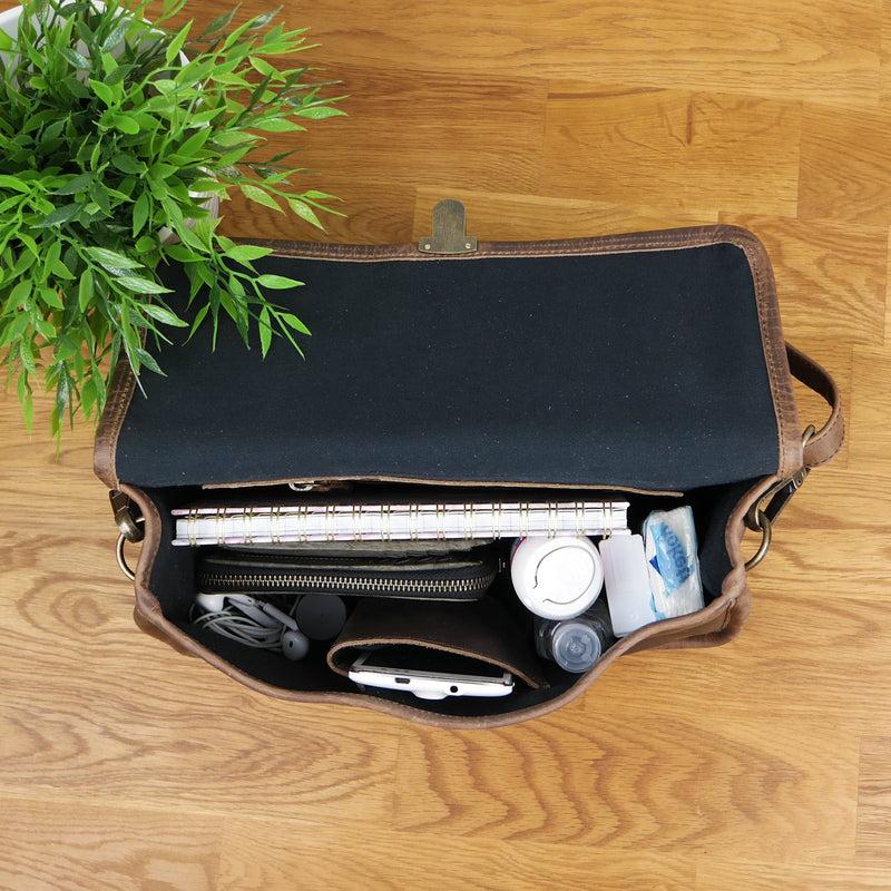 Leconi Schultertasche Umhängetasche Damen Leder gewachstes Rindsleder schlamm LE3044 Bis zu 55% Rabatt