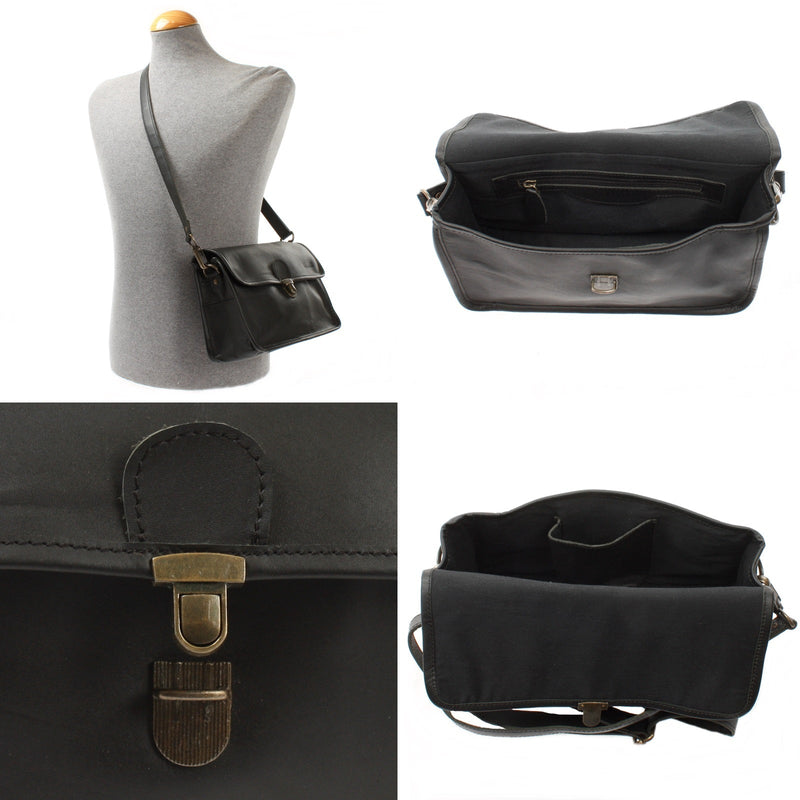 Leconi Schultertasche Umhängetasche Damen Leder gewachstes Rindsleder schwarz LE3044 Discount Store für neue Produkte