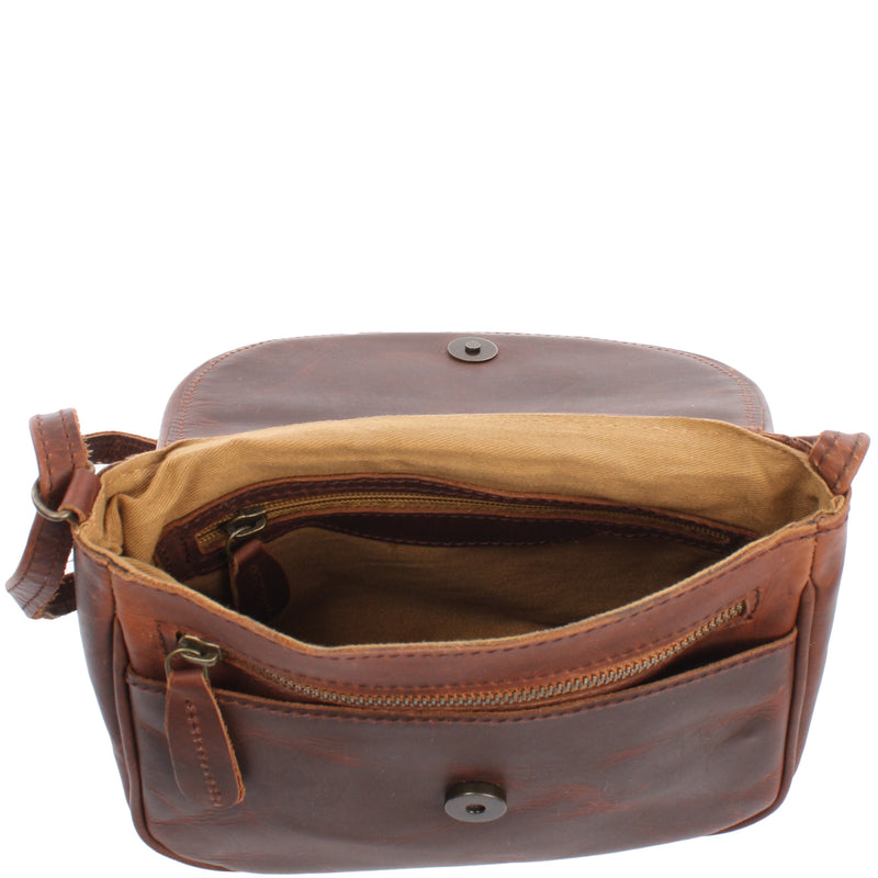 Leconi kleine Umhängetasche Ledertasche Damentasche Schultertasche Leder braun LE3047 Nur noch ein Tag übrig