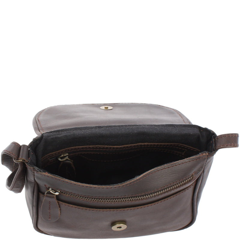 Leconi kleine Umhängetasche Ledertasche Leder dunkelbraun LE3047 Super Rabatt