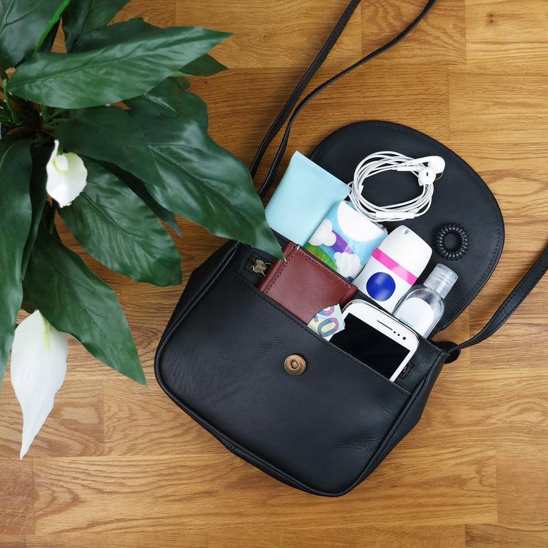 Leconi kleine Umhängetasche Ledertasche Damentasche Schultertasche Leder schwarz LE3047 Riesige Rabatte