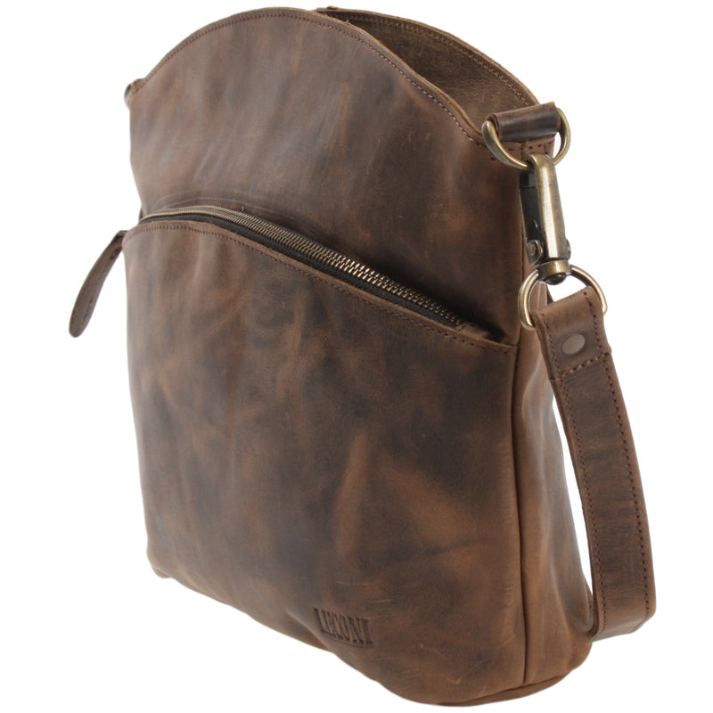 Leconi Umhängetasche Schultertasche Freizeittasche Leder schlamm LE3050 Clearance-Verkauf