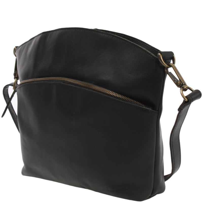 Leconi Umhängetasche Schultertasche Freizeittasche Leder schwarz LE3050 Kostenloser Versand international