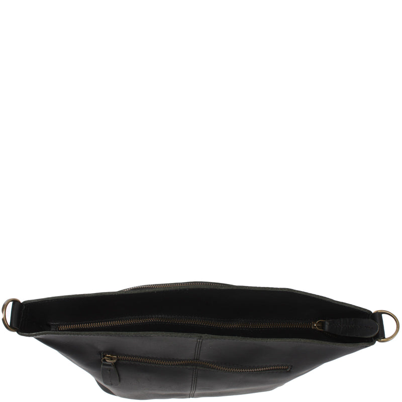 Leconi Umhängetasche Schultertasche Freizeittasche Leder schwarz LE3050 Kostenloser Versand international