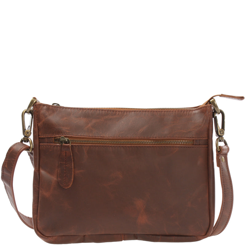 Leconi kleine Umhängetasche Damentasche Clutch Leder braun LE3051 Fabrikladen