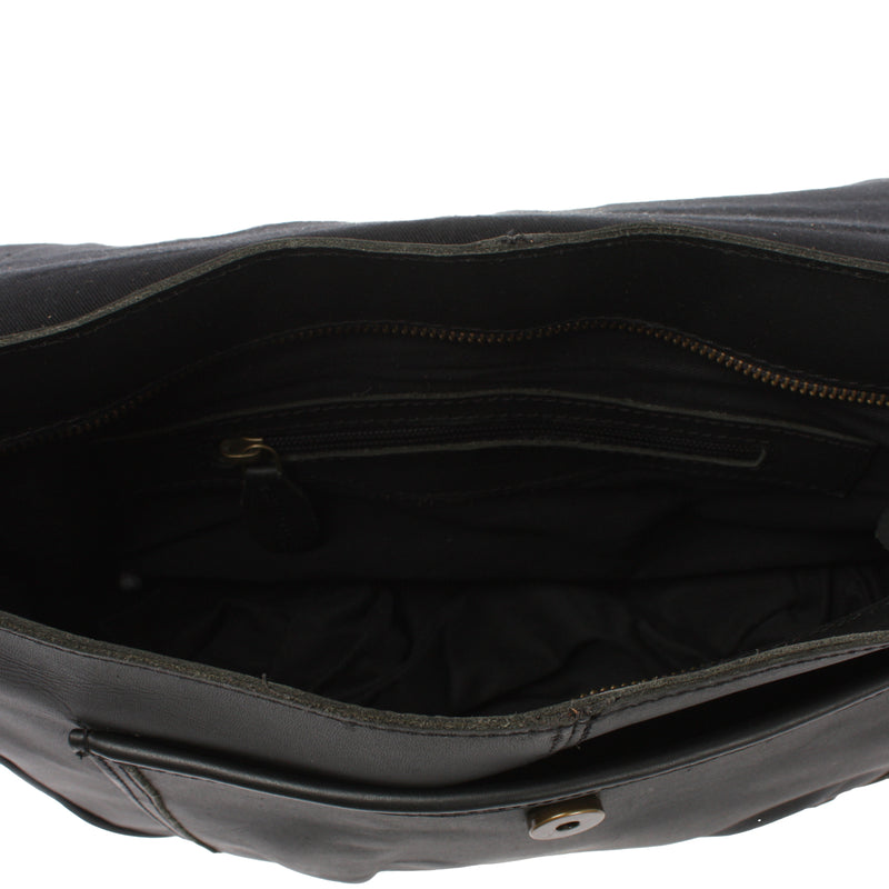 Leconi Umhängetasche Damen Schultertasche Damentasche Handtasche Leder schwarz LE3053 Begrenzt auf 3 Tage