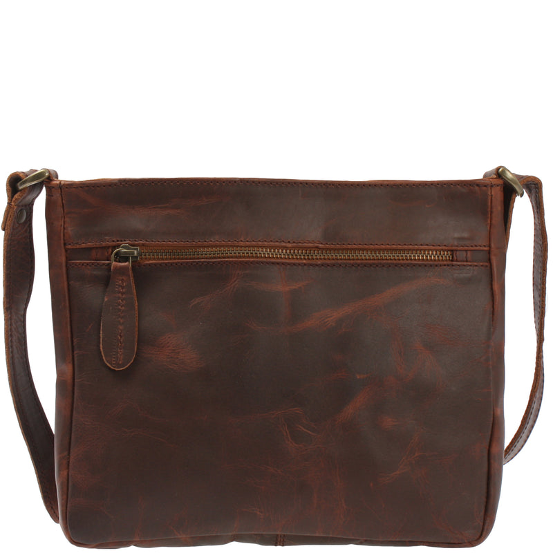 Leconi Umhängetasche Schultertasche Freizeittasche Leder braun LE3058 Speichern exportieren