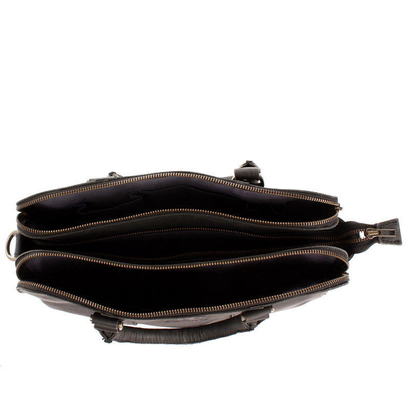 Leconi Umhängetasche Schultertasche Henkeltasche Damentasche Aktentasche Buisnesstasche Leder schwarz LE3065 Im Verkauf