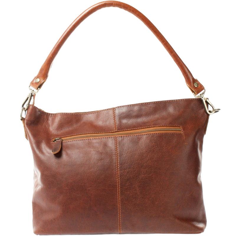Leconi Schultertasche Umhängetasche Ledertasche Leder Damen braun LE0062 zollfrei