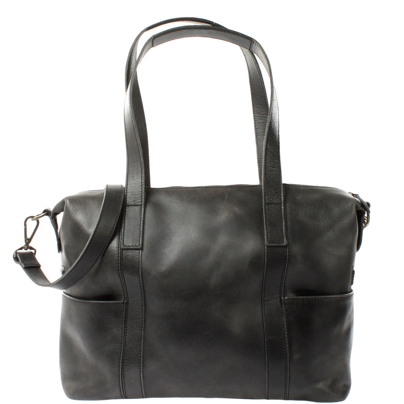 Leconi Shopper Schultertasche Henkeltasche Damen Handtasche Leder dunkelgrau LE0061