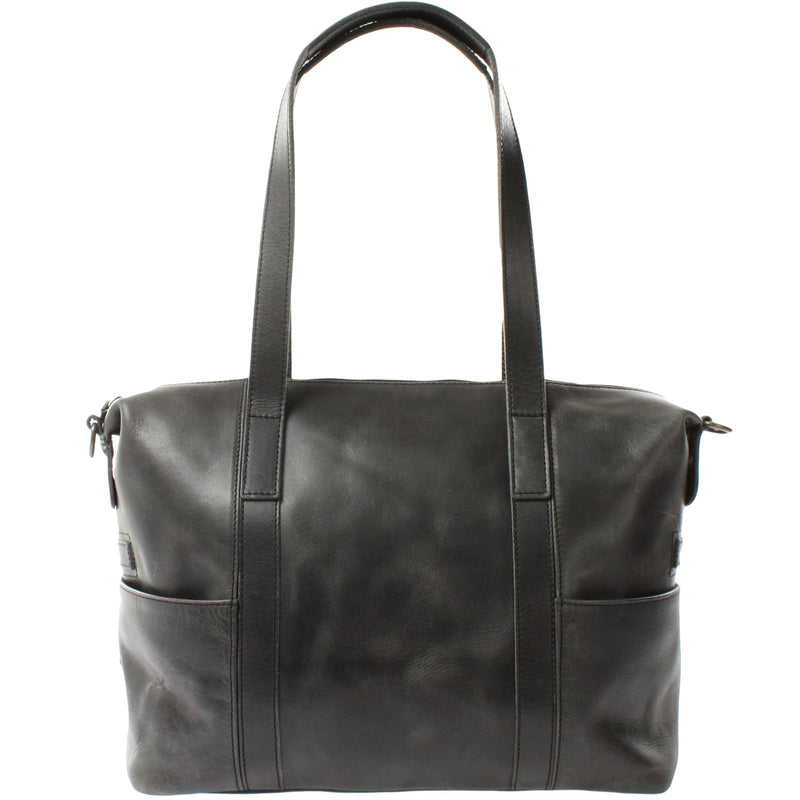 Leconi Shopper Schultertasche Henkeltasche Damen Handtasche Leder dunkelgrau LE0061 Outlet