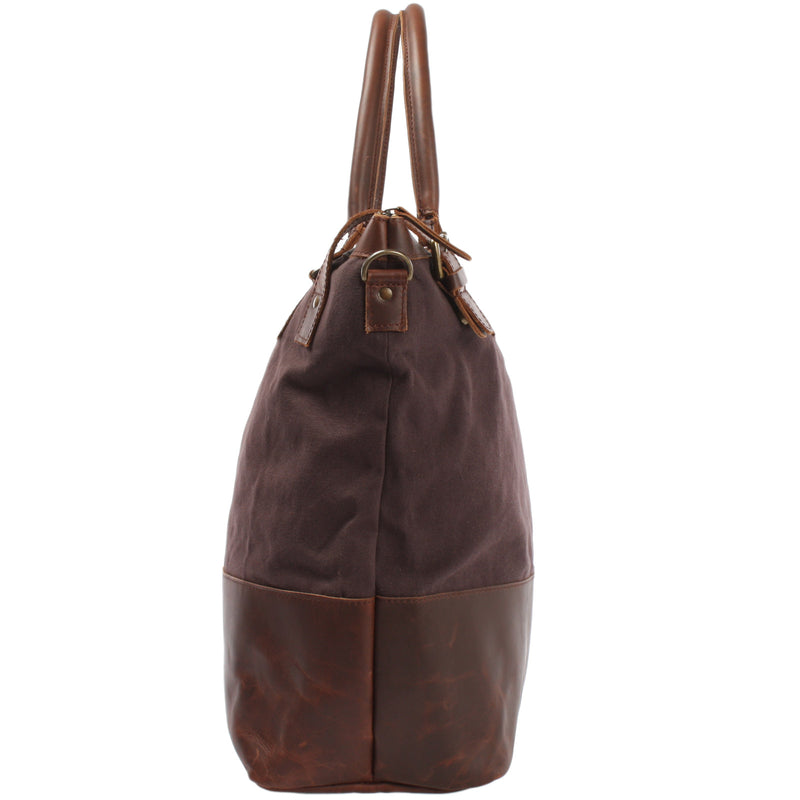 Leconi XXL Shopper Schultertasche Beuteltasche Leder Canvas mokka LE2005 Hotsell