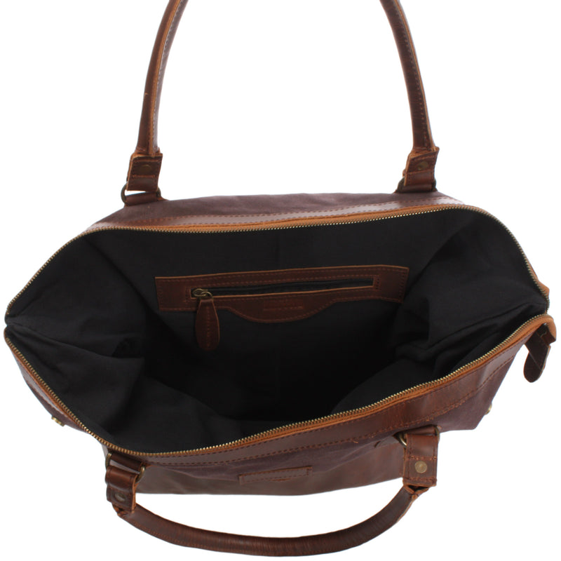 Leconi XXL Shopper Schultertasche Beuteltasche Leder Canvas mokka LE2005 Hotsell