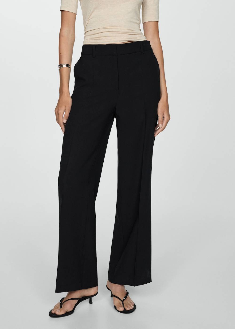 Mango Wideleg-Bundfaltenhose