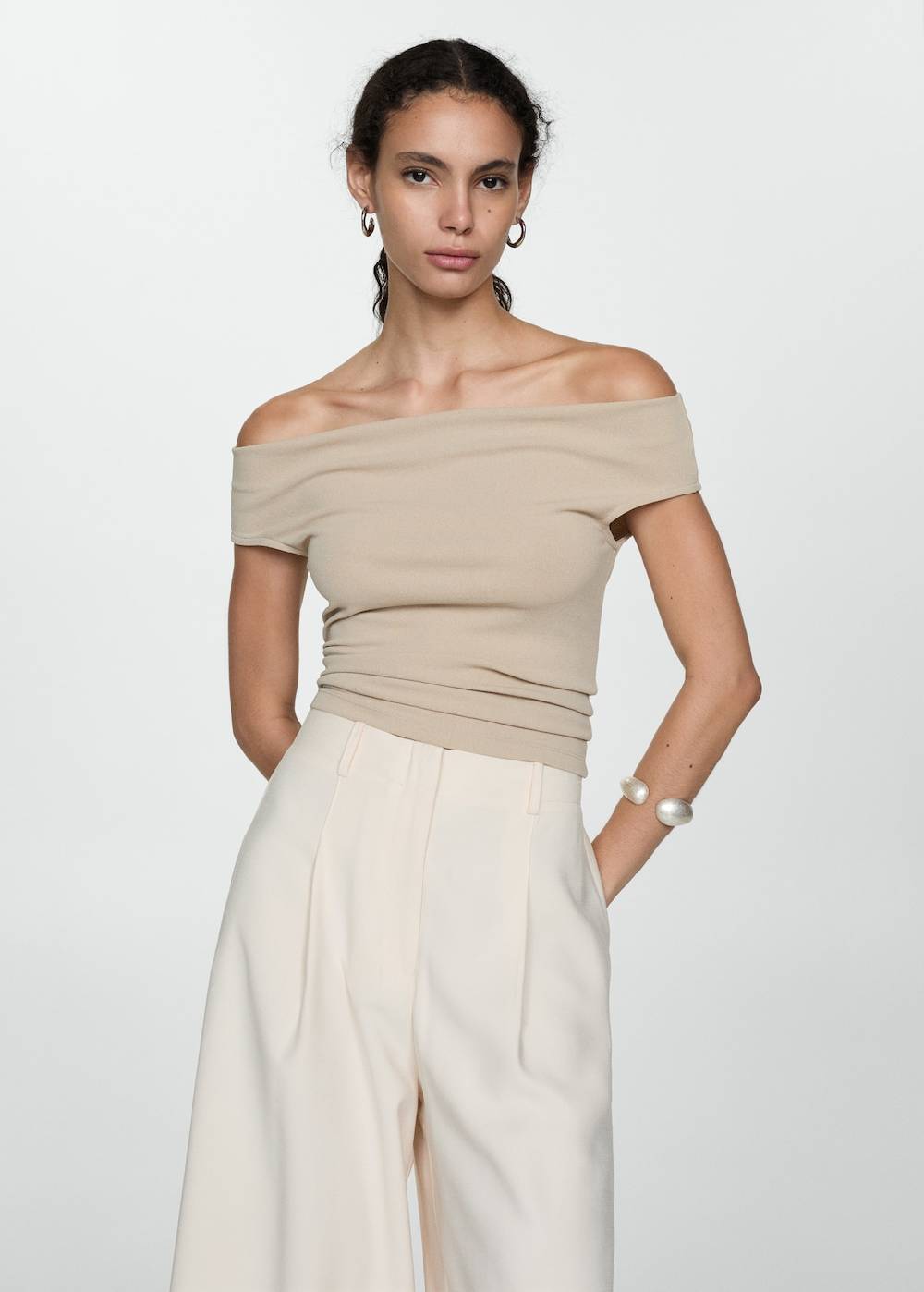 Mango Wideleg-Hose mit Stretchbund Kostenloser Versand