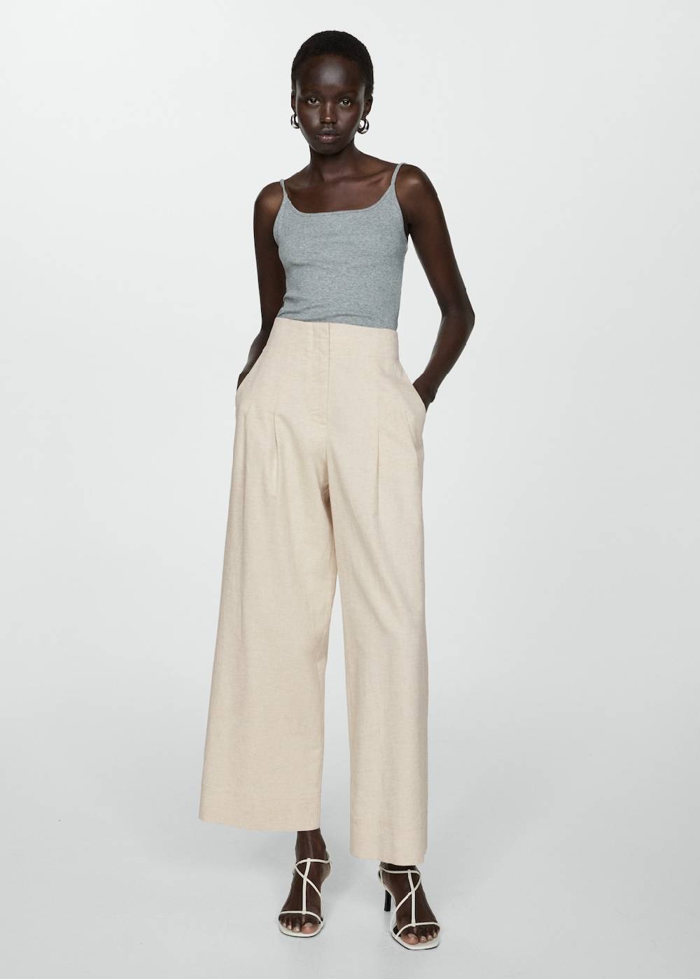Mango Wideleg-Bundfaltenhose Preisnachlass