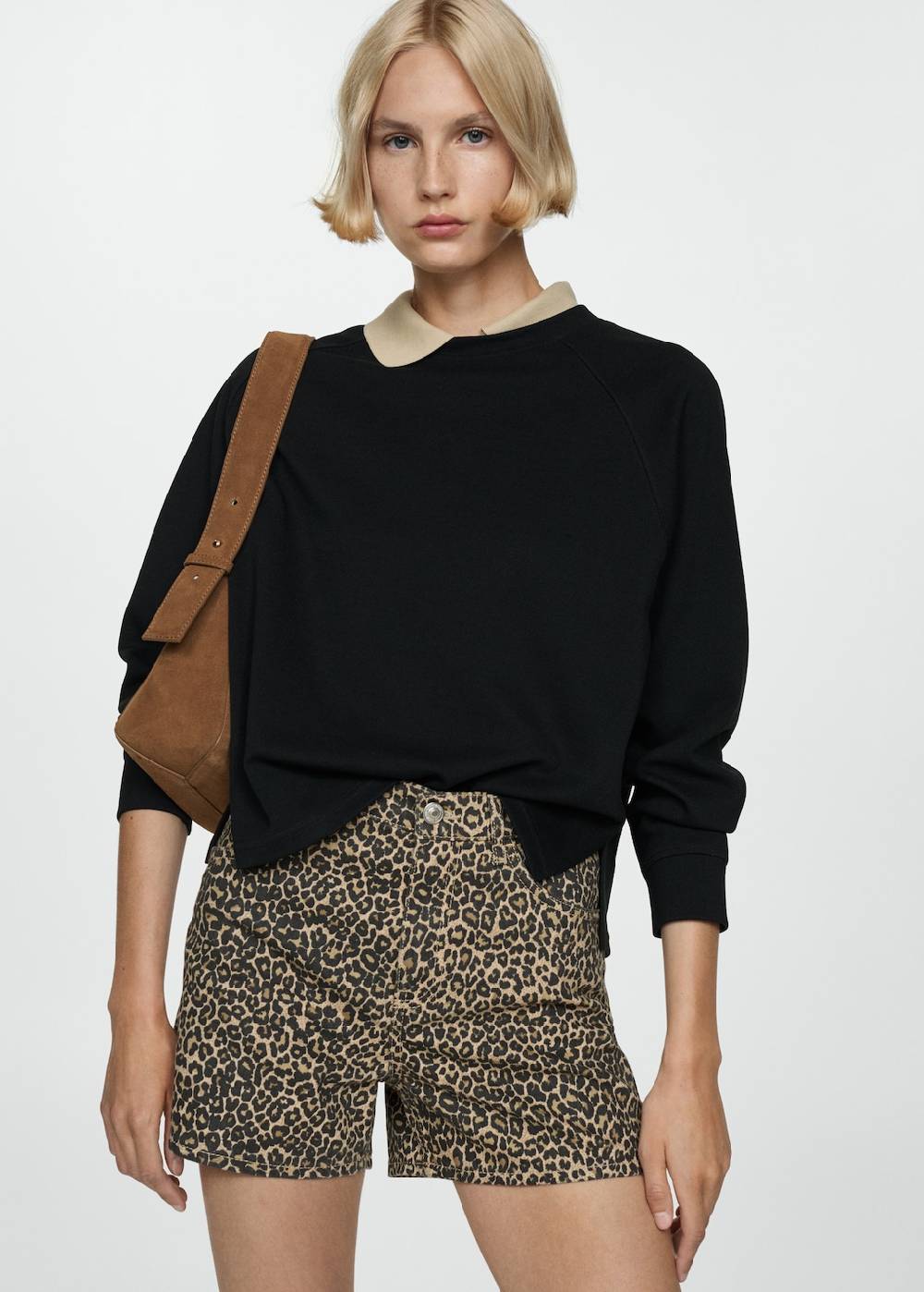 Mango Gerade Shorts mit Leopardenmuster Osterangebot