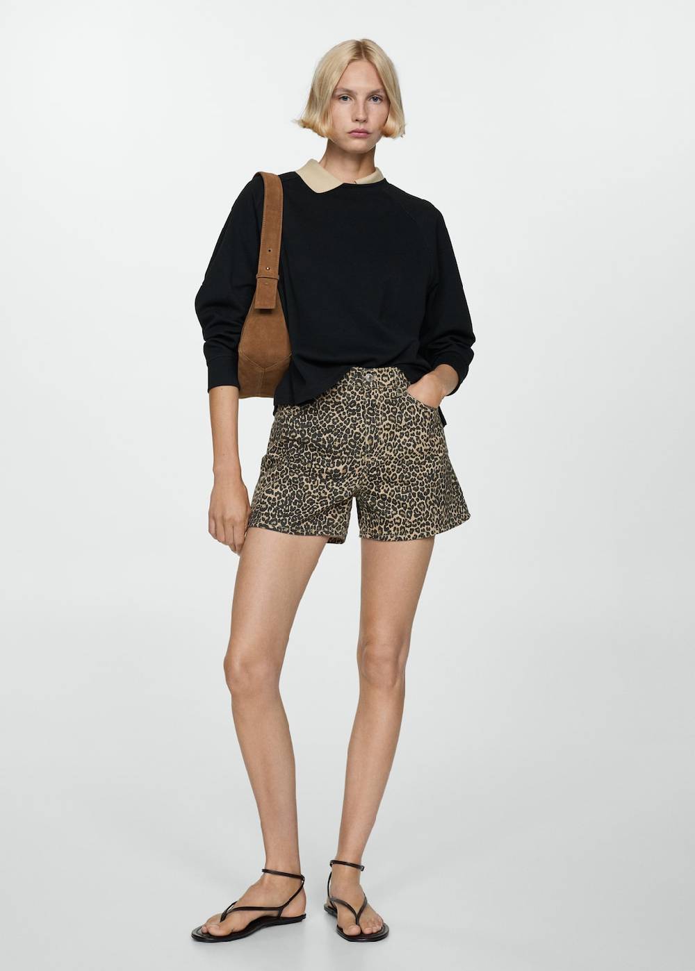 Mango Gerade Shorts mit Leopardenmuster Osterangebot