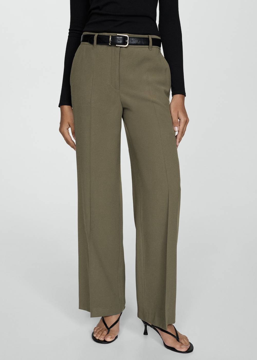 Mango Wideleg-Bundfaltenhose