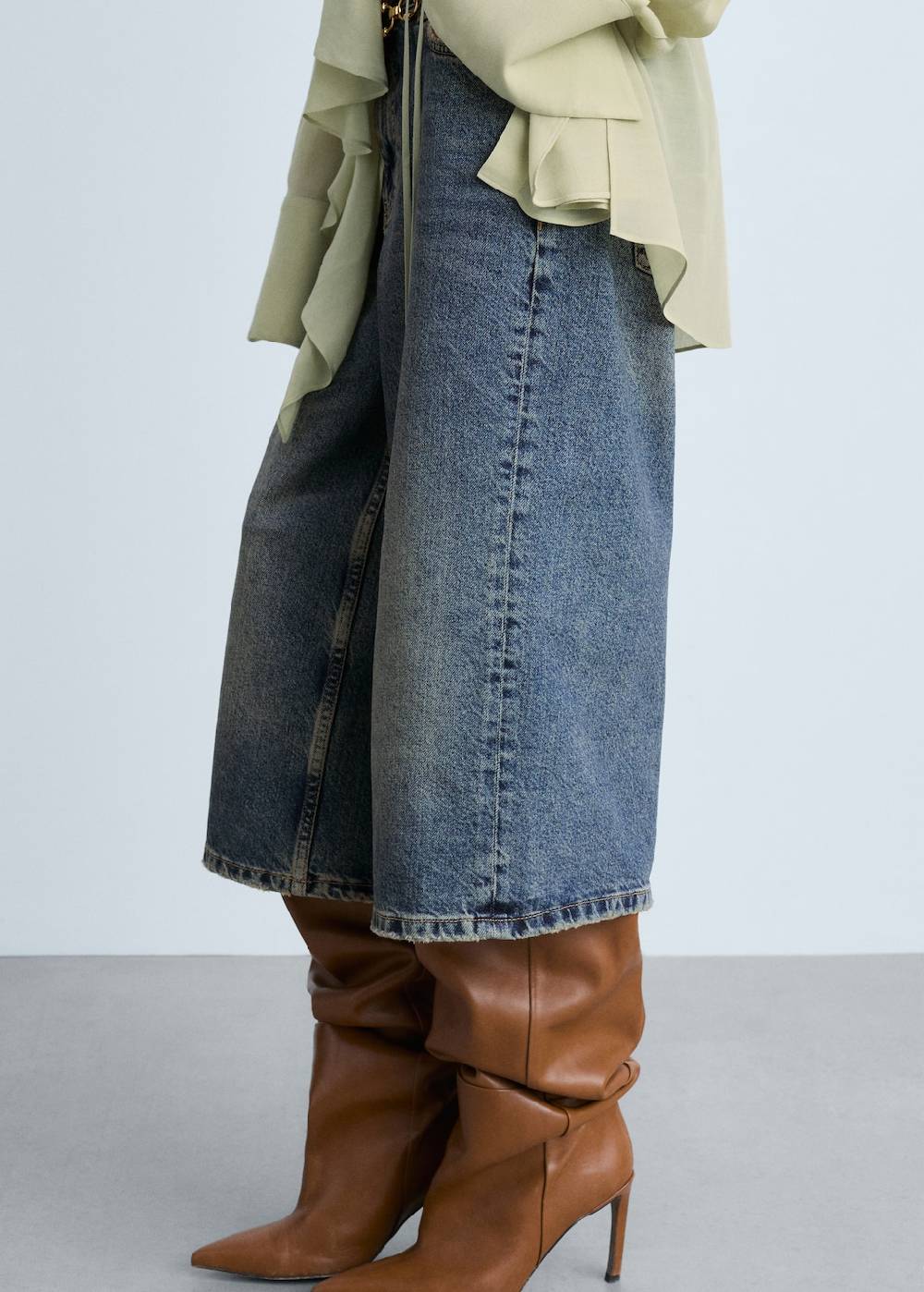 Mango Wideleg-Jeans-Bermudashorts Riesige Ersparnisse