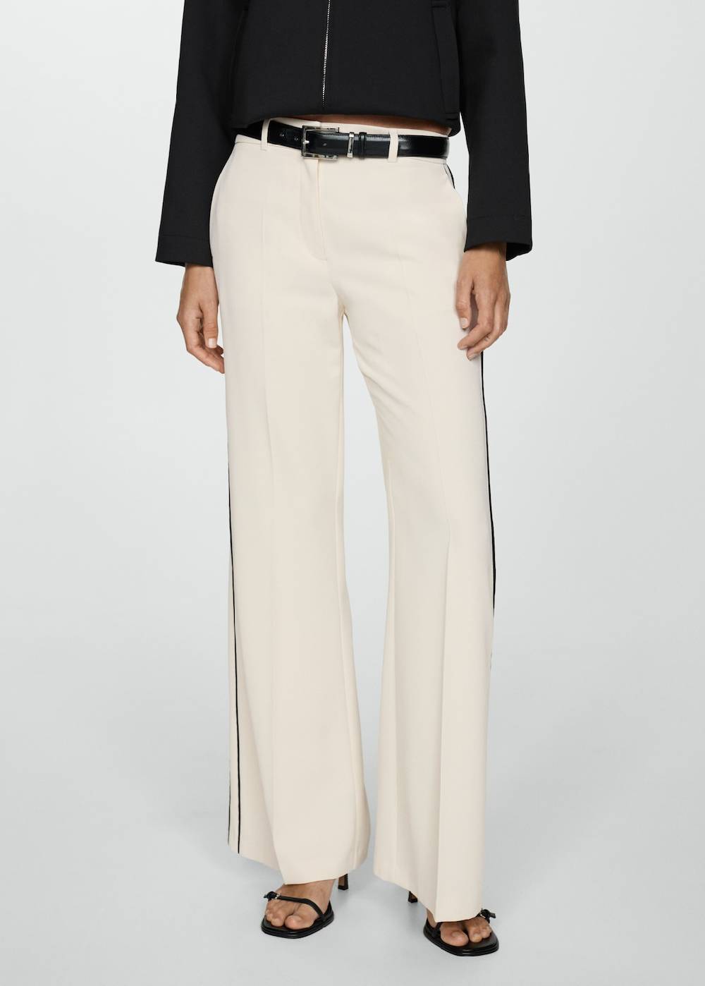 Mango Gestreifte Wideleg-Hose Riesige Rabatte