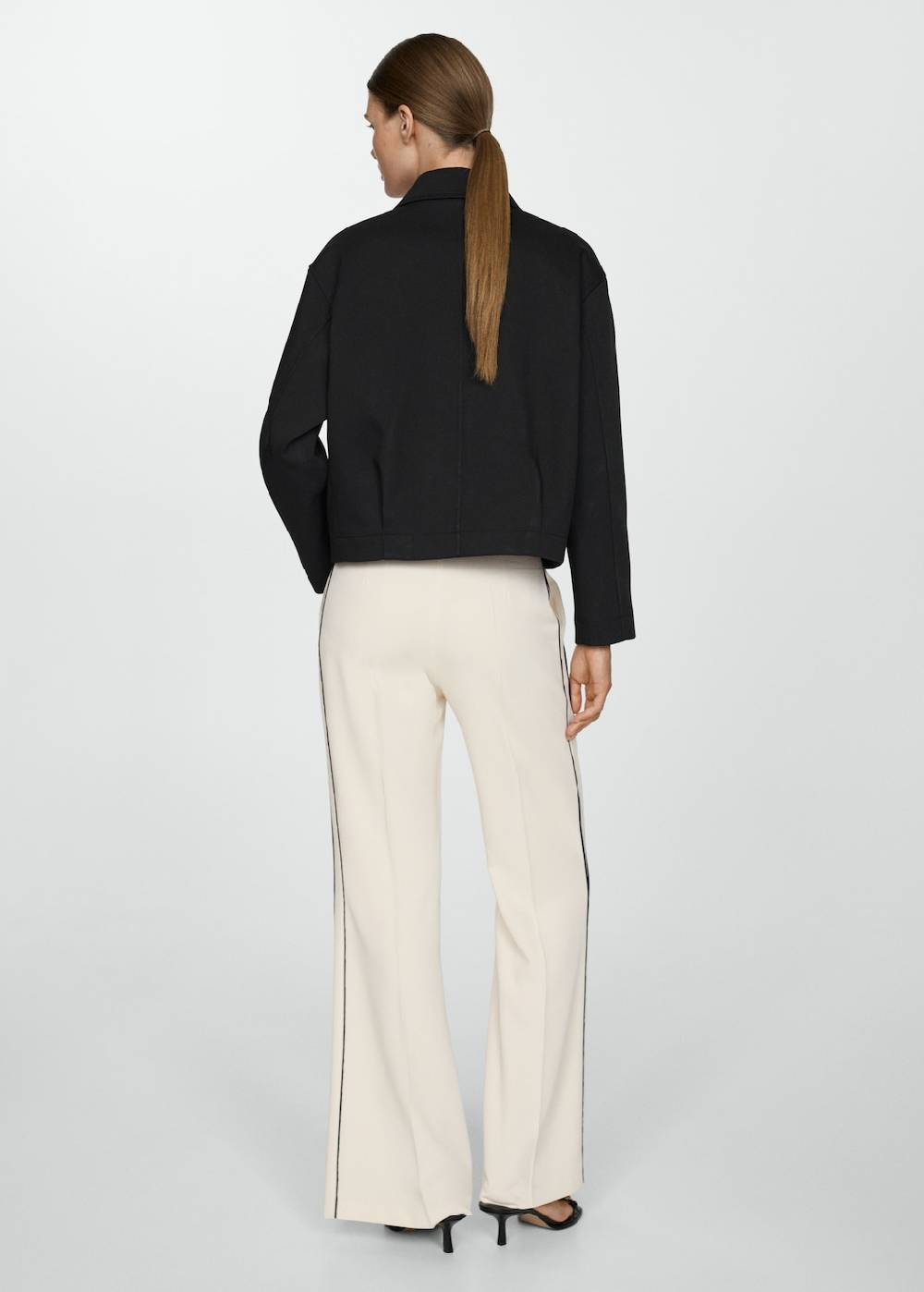 Mango Gestreifte Wideleg-Hose Riesige Rabatte