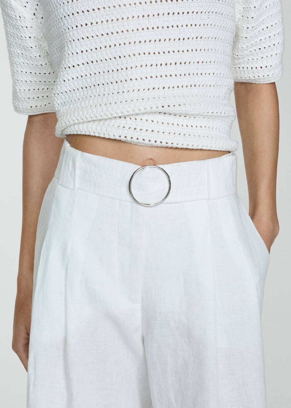 Mango Bermudashorts aus 100 % Leinen mit Gürtel Günstiger Verkauf