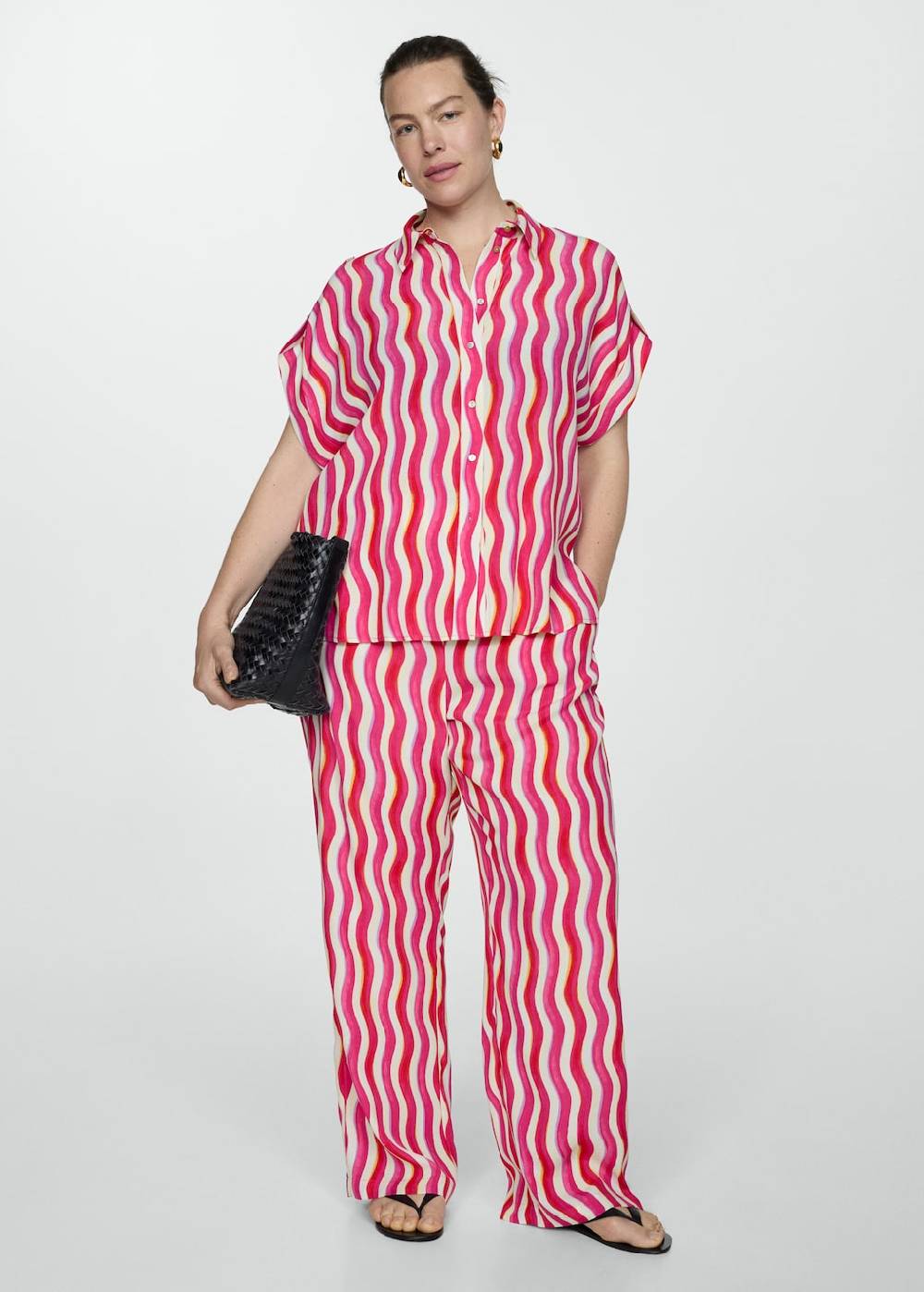 Mango Gemusterte Wideleg-Hose Limitierter Zeitrabatt