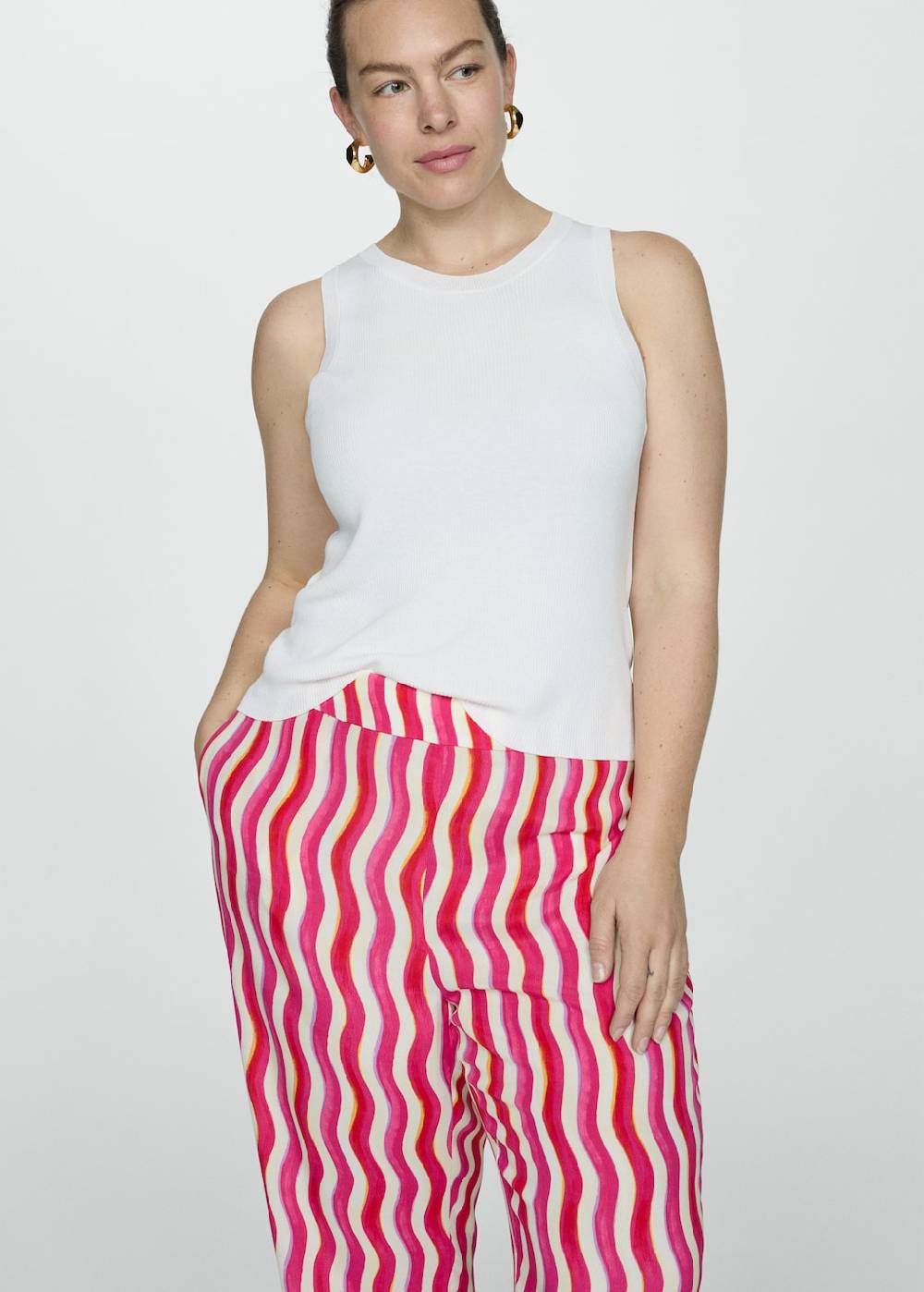 Mango Gemusterte Wideleg-Hose Limitierter Zeitrabatt