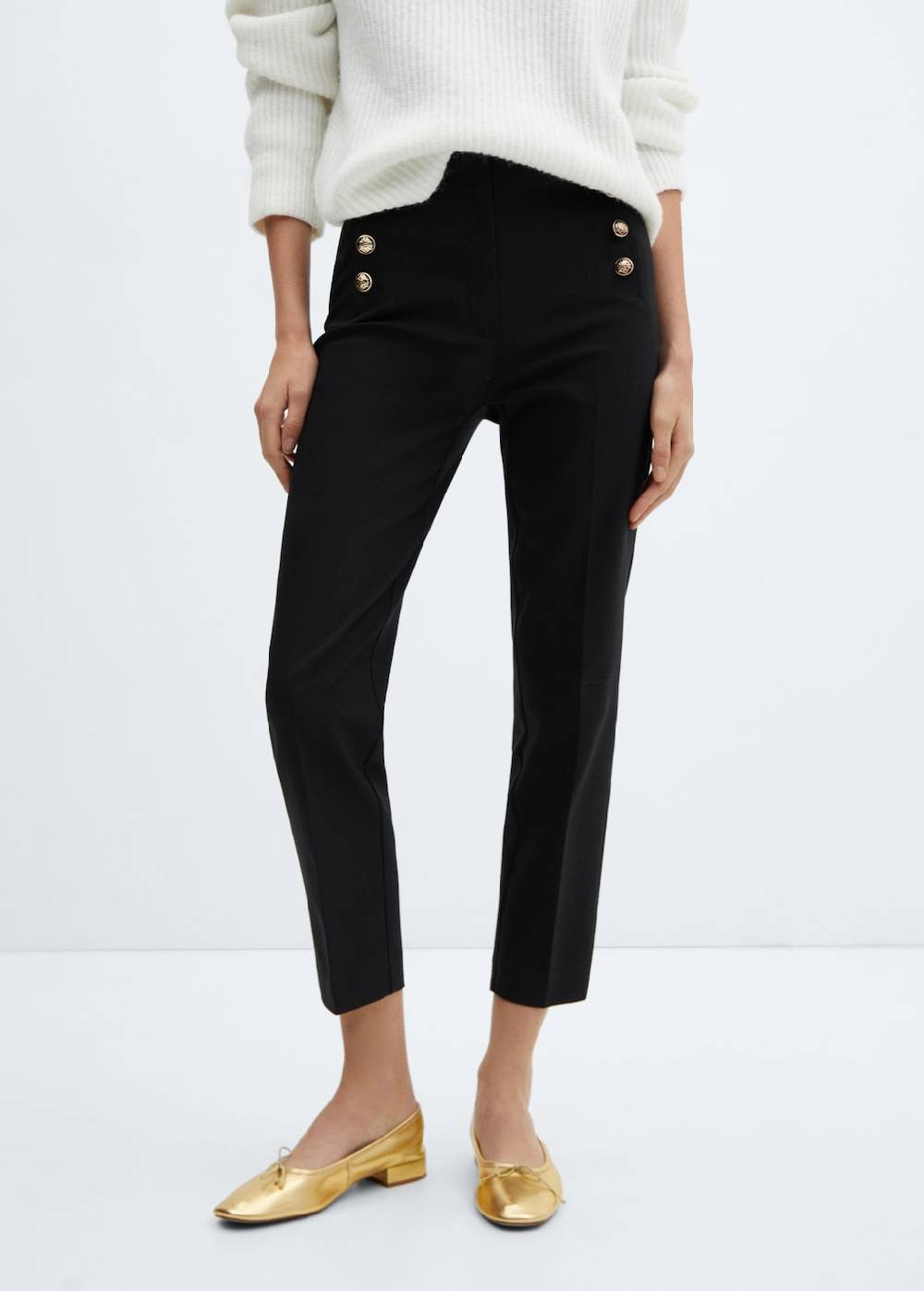 Mango Crop-Hose mit Knöpfen Rabatt